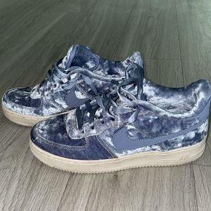 Baby Blue Velvet Air Force 1s